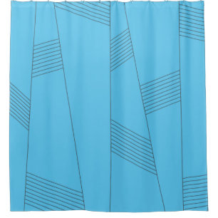 Blue, simple, elegant, abstract line pattern duschvorhang