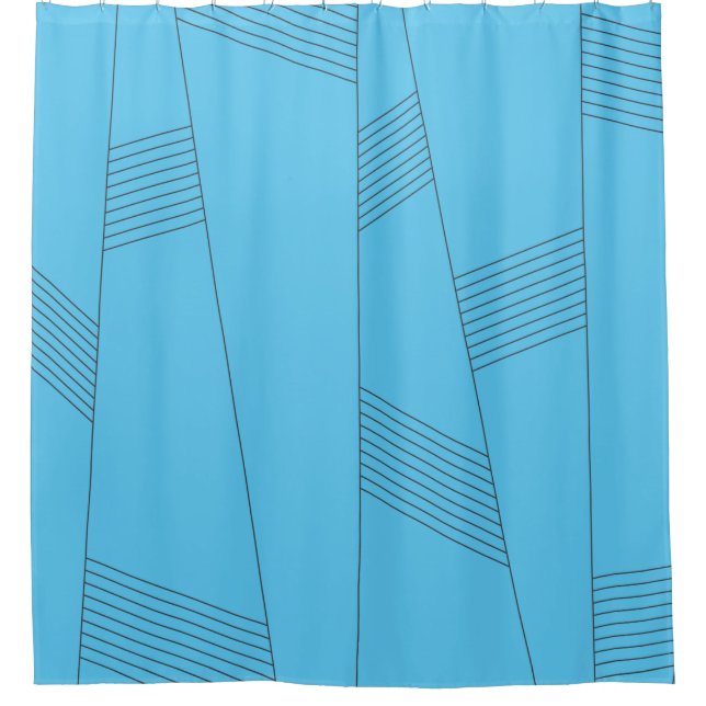 Blue, simple, elegant, abstract line pattern duschvorhang (Vorderseite)