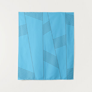 Blue, simple, elegant, abstract line pattern wandteppich