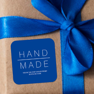 Blue Simple Minimalistisch Handmade Business Suppo Quadratischer Aufkleber