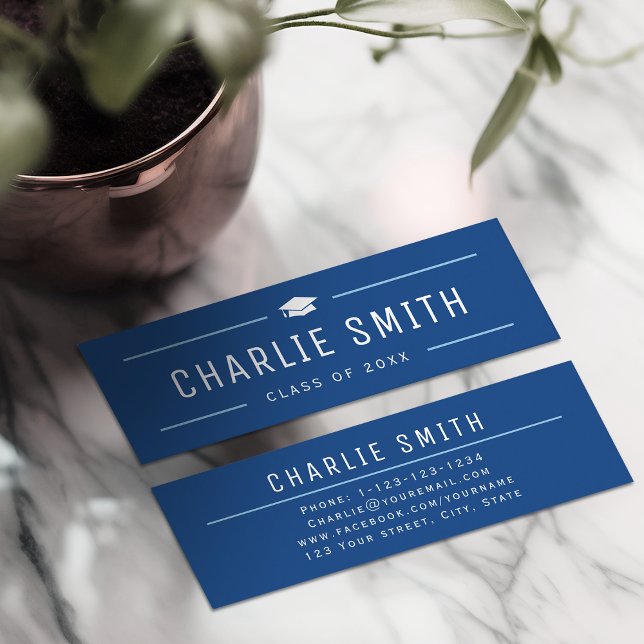Blue Simple Modern Typografy Graduate Name Card Telefonnummerkarte (Blue Simple Modern Typography Graduate Name Card)