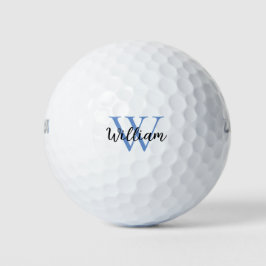 Blue SImple Monogram Name Personalisiert Golfball
