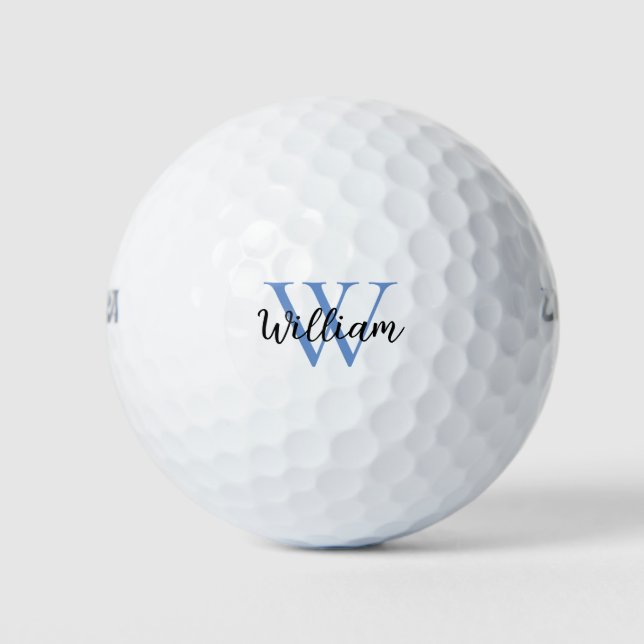 Blue SImple Monogram Name Personalisiert Golfball (Vorderseite)