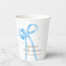 Blue Simple Polka Dot Bow Baby Dusche