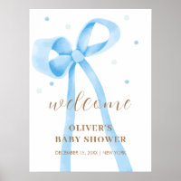 Blue Simple Polka Dot Bow Baby Dusche Willkommen