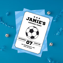 Blue Simple Soccer Kindergeburtstag Football Einladung