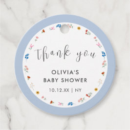 Blue Simple Tiny Wildblume Baby Dusche Empfang Geschenkanhänger