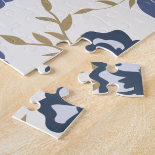 Blue Simple Viney Blume Blumenstraube Puzzle