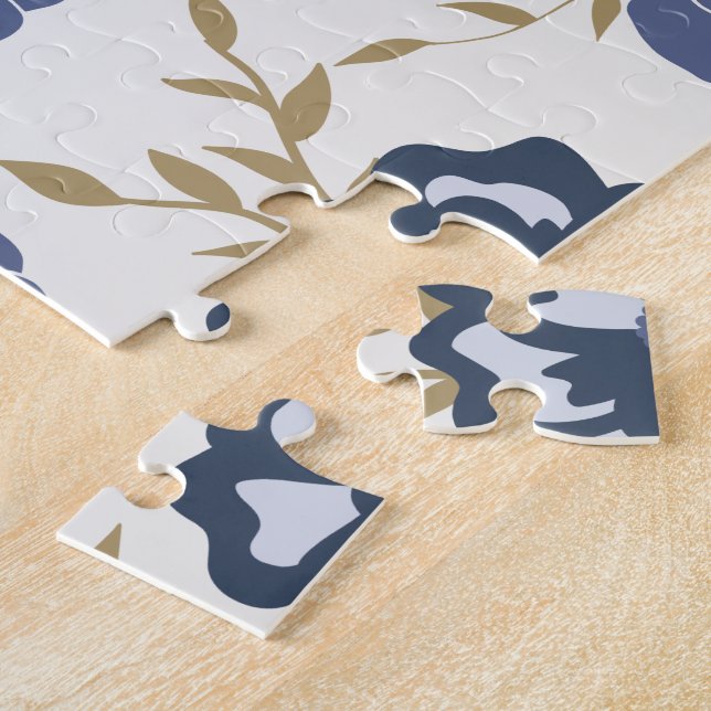 Blue Simple Viney Blume Blumenstraube Puzzle (Seite)