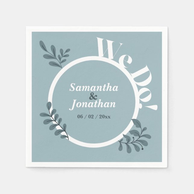 Blue Simple Wedding Serviette (Vorderseite)