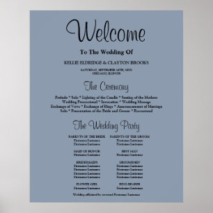 Blue Simple Wedding Zeremony Programm Signing Poster