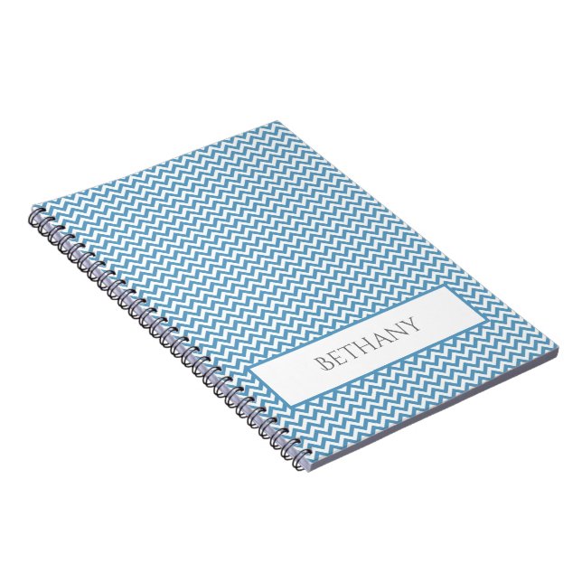 Blue Simple Zickzack Personalisiertes Notebook Notizblock (Rechte Seite)