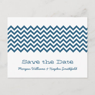 Blue Simple Zickzack Save the Date Postcard Ankündigungspostkarte
