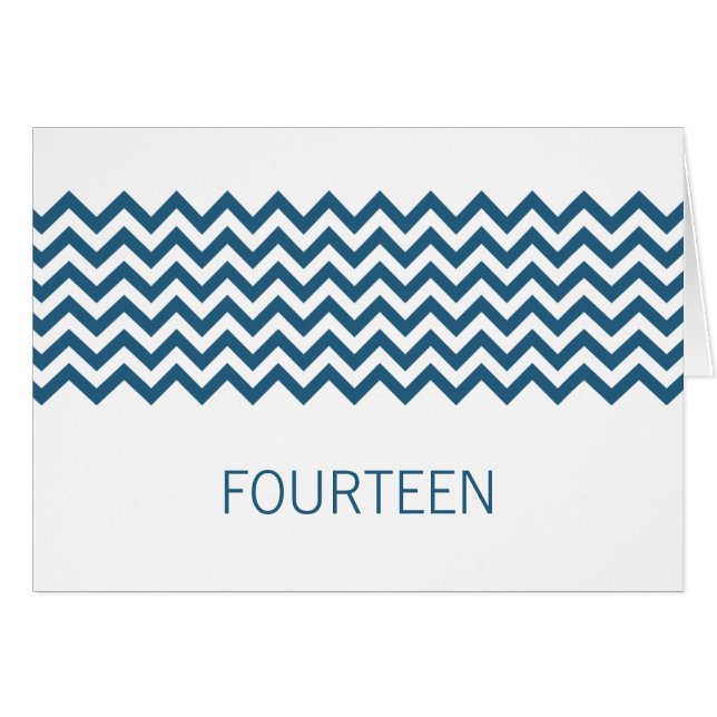 Blue Simple Zickzack Tischnummer Card (Vorderseite (Horizontal))