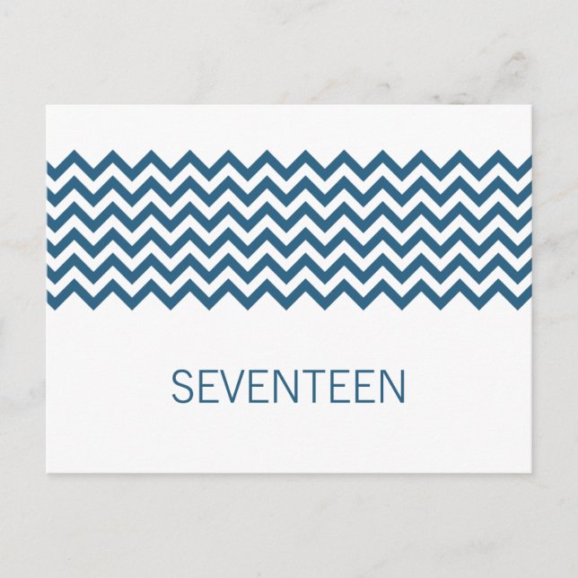 Blue Simple Zickzack Tischnummer Postcard (Vorderseite)