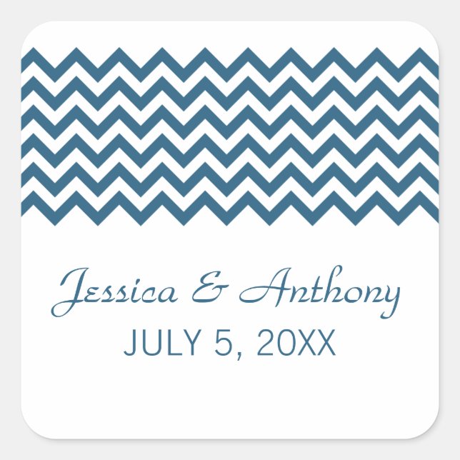 Blue Simple Zickzack Wedding Stickers (Vorderseite)