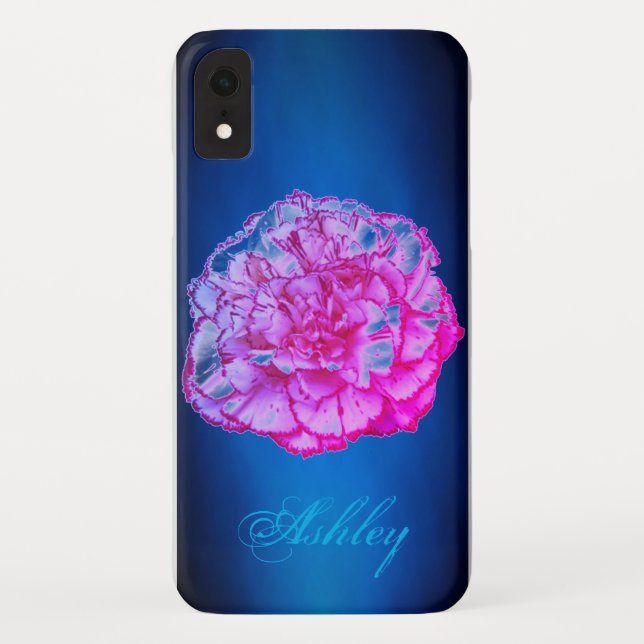 Blue Single Blume Handy Fall mit ihrem Namen Case-Mate iPhone Hülle (Rückseite)