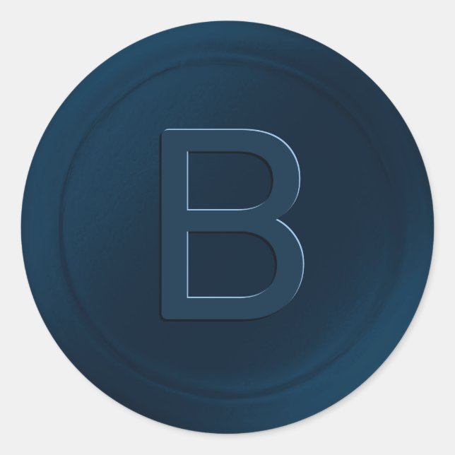 Blue Single Letter Wax Siegel Look Sticker (Vorderseite)