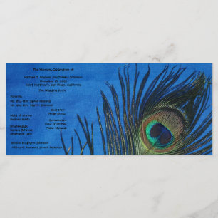 Blue Single Peacock Wedding Program Programm