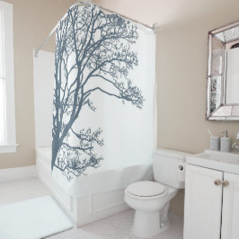 Blue Single Tree Boho Duschvorhang