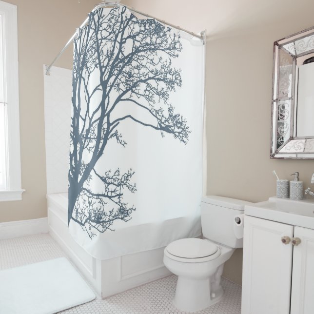Blue Single Tree Boho Duschvorhang (Beispiel)