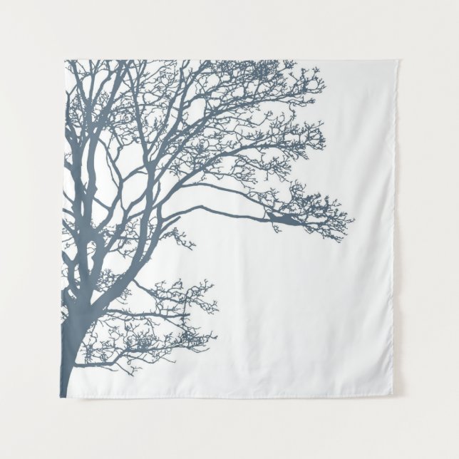 Blue Single Tree Boho Wandteppich (Vorderseite)