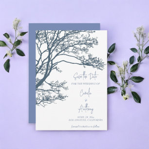 Blue Single Tree Boho Wedding Einladung