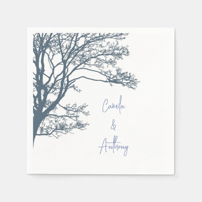 Blue Single Tree Boho Wedding Serviette (Vorderseite)