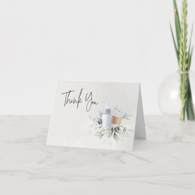 Blue Sip & See New Baby geklappt Dankeschön Karte (Vorderseite)