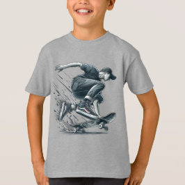 Blue Skateboarder Burnt Orange Happy Birthday Boy T-Shirt