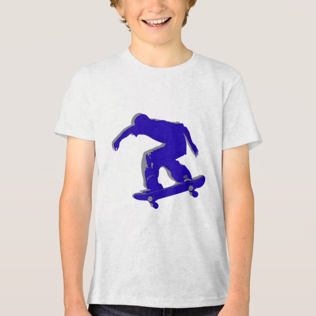 Blue Skateboarder Silhouette T - Shirt (Vorderseite)