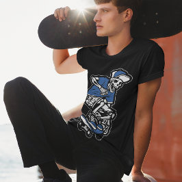 Blue Skeleton Riding Skateboard Cool Grafik Männer T-Shirt