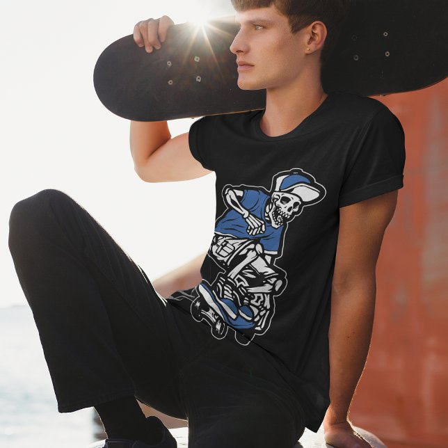Blue Skeleton Riding Skateboard Cool Grafik Männer T-Shirt (Von Creator hochgeladen)