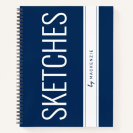 Blue Sketch Book Large Print Title Individuelle Na Notizbuch