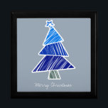 Blue Sketchy Christmas Tree Geschenkboxen<br><div class="desc">Niedliche,  farbenfrohe Weihnachtsbaumstruktur. Perfektes Weihnachtsgeschenk.</div>