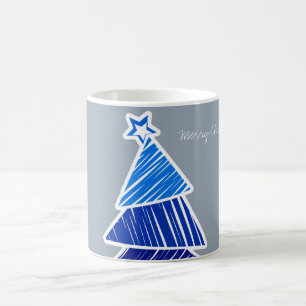 Blue Sketchy Christmas Tree Tasse