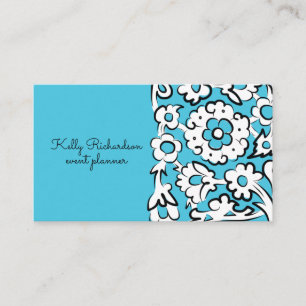 Blue Sketted Blume Business Card Visitenkarte
