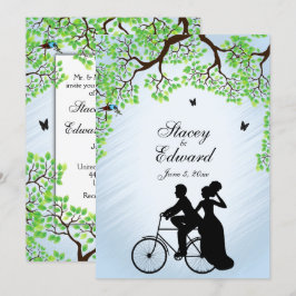 Blue Skies Bicycle Wedding Einladung