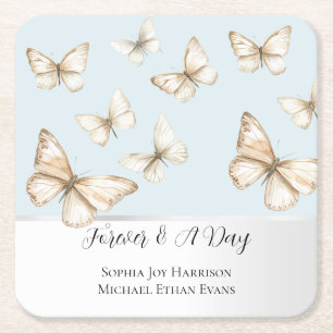 Blue Skies & Butterflies Hochzeit Rechteckiger Pappuntersetzer