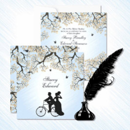 Blue Skies Fall Bicycle Wedding Einladung