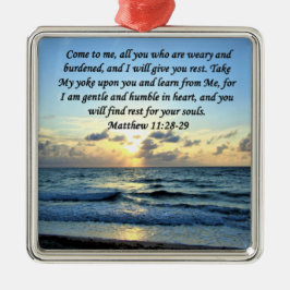 BLUE SKIES MATTHEW 11:28 SONNENRISE FOTO DESIGN ORNAMENT AUS METALL