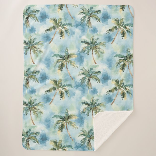 Blue Skies Tropical Island Palm Trees   Sherpadecke (Vorderseite)