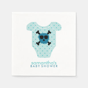 Blue Skull and Bones Baby Outfit Babydusche Serviette