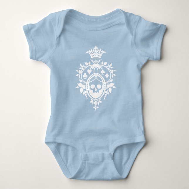 Blue Skull and Card Anzugs Wappen Baby Bodysuit Baby Strampler (Vorderseite)