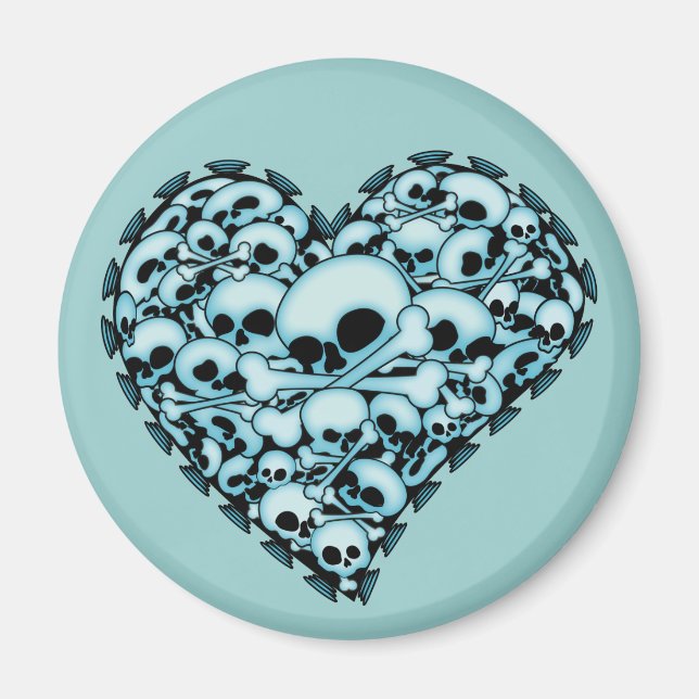 Blue Skull Heart Magnet (Vorne)