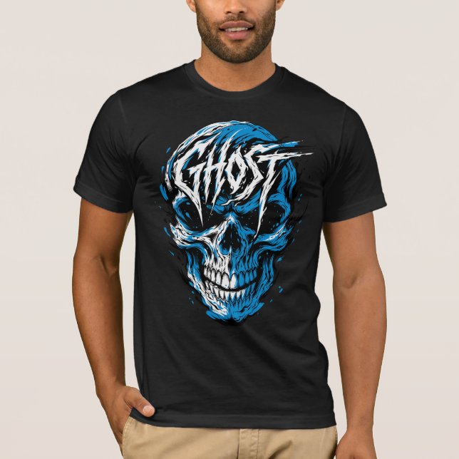 Blue Skull Horror T-Shirt (Vorderseite)