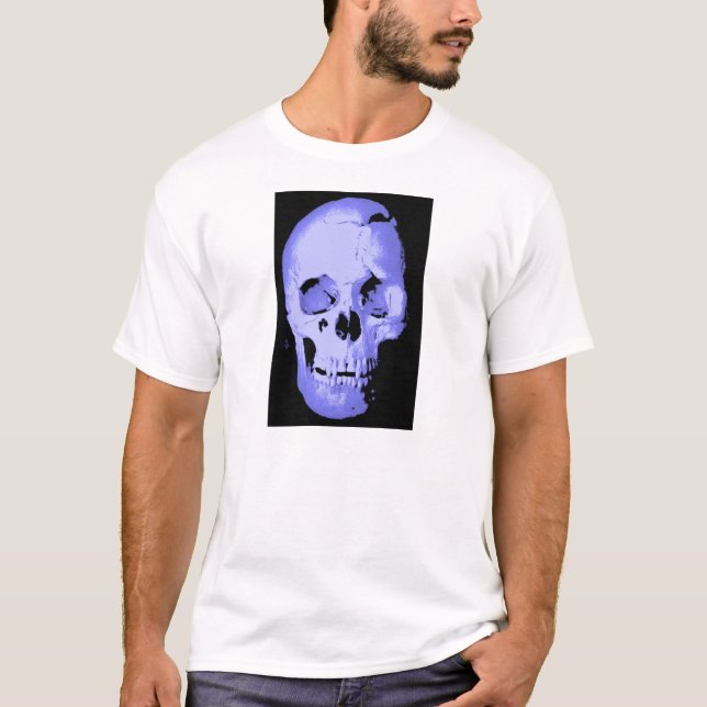 Blue Skull Pop Art Fantasy T-Shirt (Vorderseite)