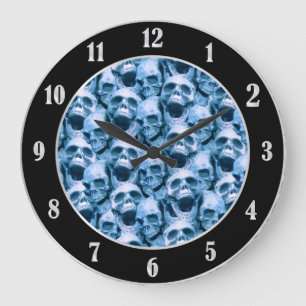 Blue Skulls Große Wanduhr