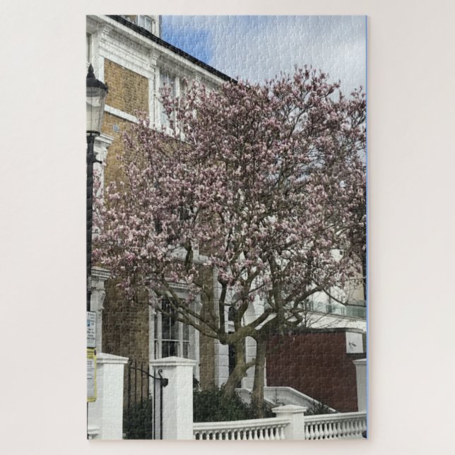 Blue Sky and Cherry Blossoms, Chelsea, London UK Puzzle (Vertikal)
