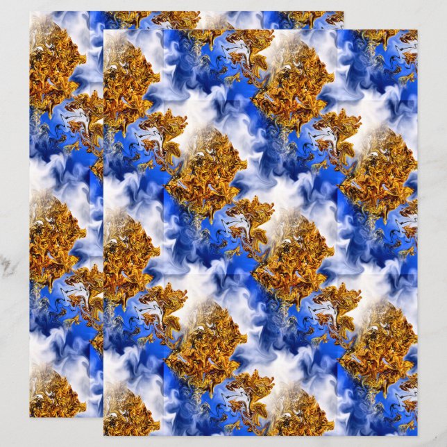 Blue Sky and Clouds Abstrakt Art Pattern Scrapbook (Vorne/Hinten)